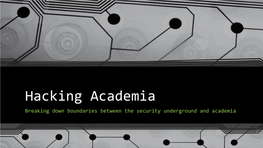 Hacking Academia