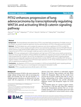 PITX2 Enhances Progression of Lung Adenocarcinoma By