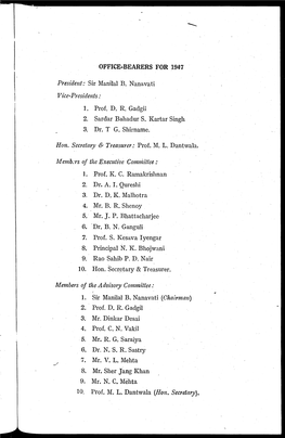 Sir Manilal B. Nanavati Vice-Presidents: 1