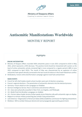 Antisemitic Manifestations Worldwide MONTHLY REPORT
