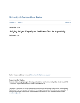 Judging Judges: Empathy As the Litmus Test for Impartiality