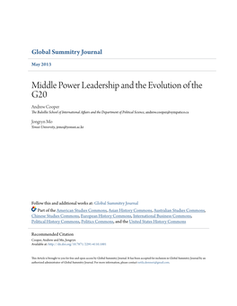 Middle Power Leadership and the Evolution of The