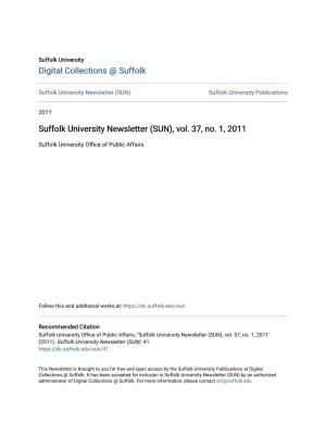 Suffolk University Newsletter (SUN), Vol. 37, No. 1, 2011