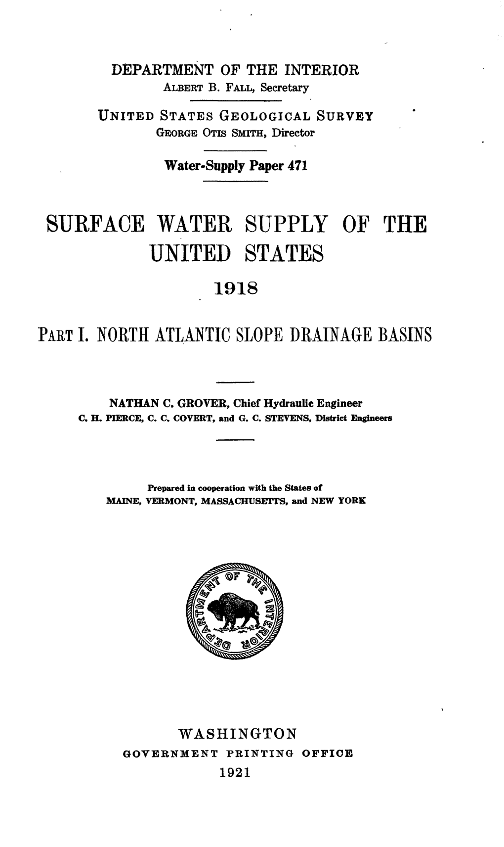 Surface Water Supply Op the United States 1918