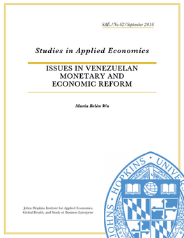 Issues in Venezuelan Monetary and Economic Reform
