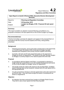 4.2 Langton by Wragby Proposed 50 Mph Speed Limit