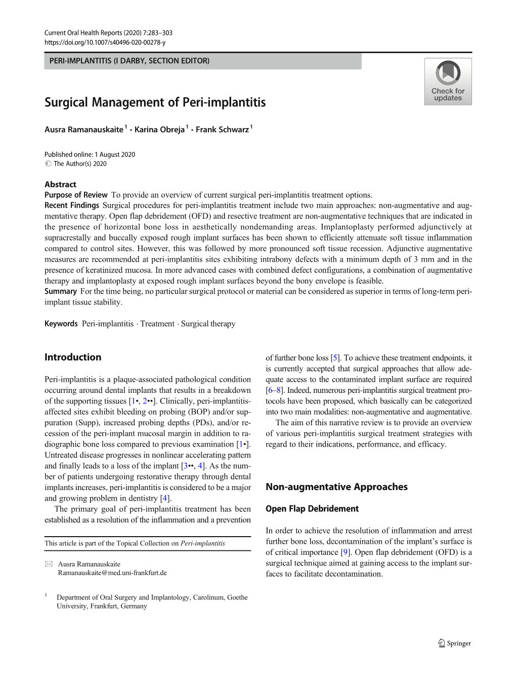 Surgical Management of Peri-Implantitis