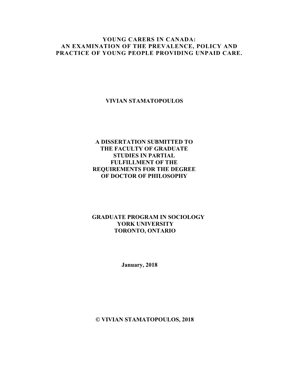 Young Carers in Canada: an Examination of the Prevalence, Policy and Practice of Young People Providing Unpaid Care