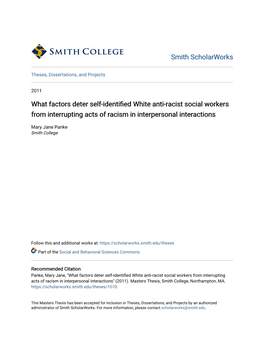 What Factors Deter Self-Identified White Anti-Racist Social Workers from Interrupting Acts of Racism in Interpersonal Interactions