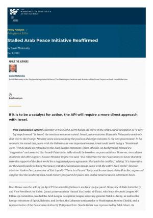 Stalled Arab Peace Initiative Reaffirmed | the Washington Institute
