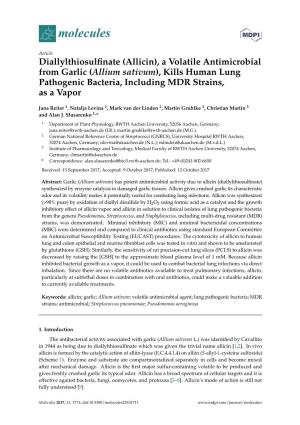 Diallylthiosulfinate (Allicin), a Volatile Antimicrobial from Garlic (Allium