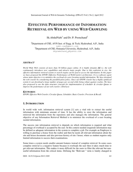 Effective Performance of Information Retrieval on Web by Using Web Crawling
