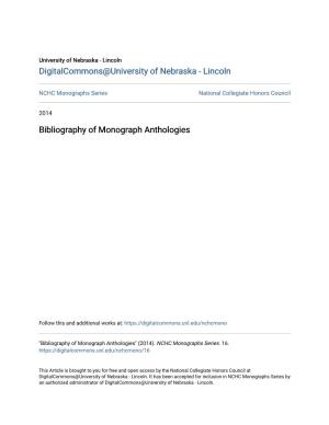 Bibliography of Monograph Anthologies