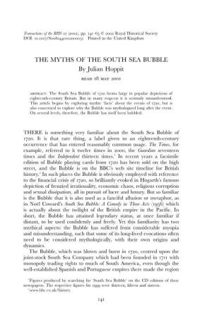 THE MYTHS of the SOUTH SEA BUBBLE by Julian Hoppit    