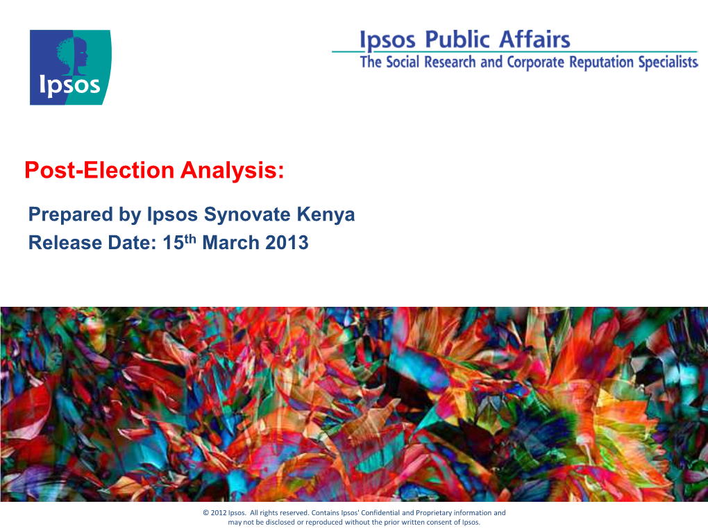 Kenya: Post Election Analysis, Iposos