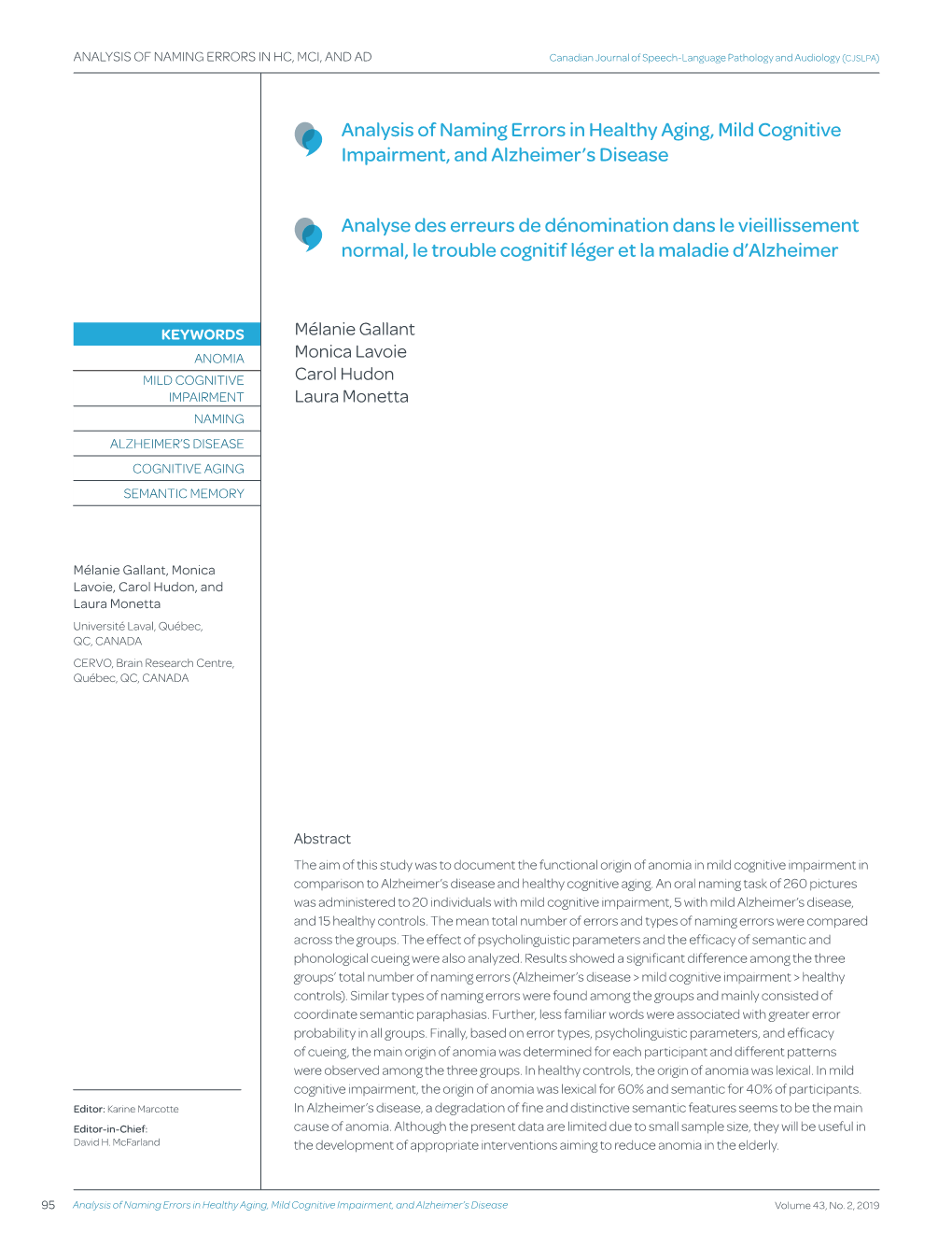 Analysis of Naming Errors in Healthy Aging, Mild Cognitive Impairment, and Alzheimer’S Disease