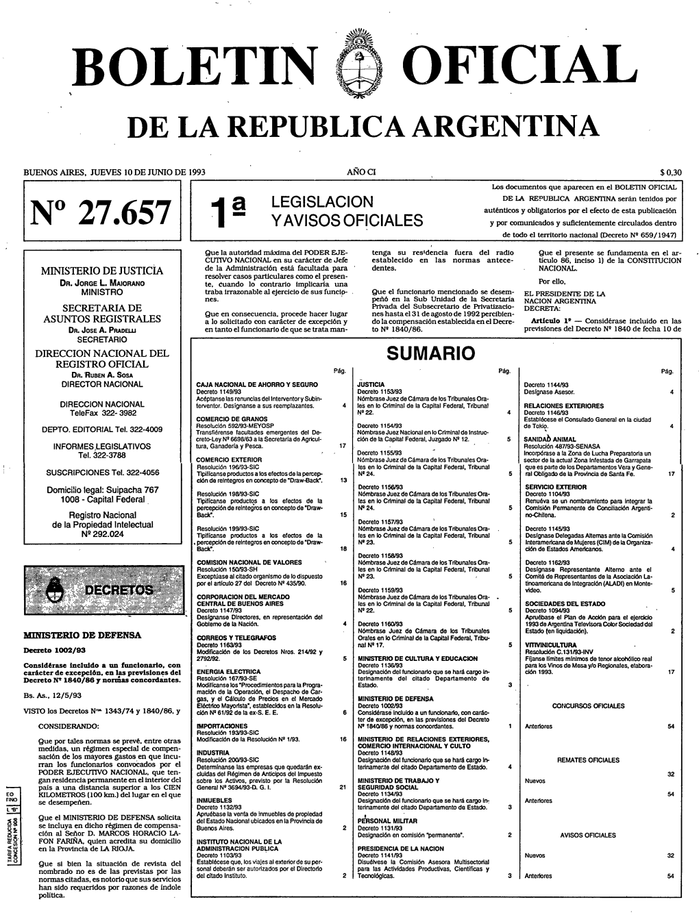 Boletín Oficial De La República Argentina