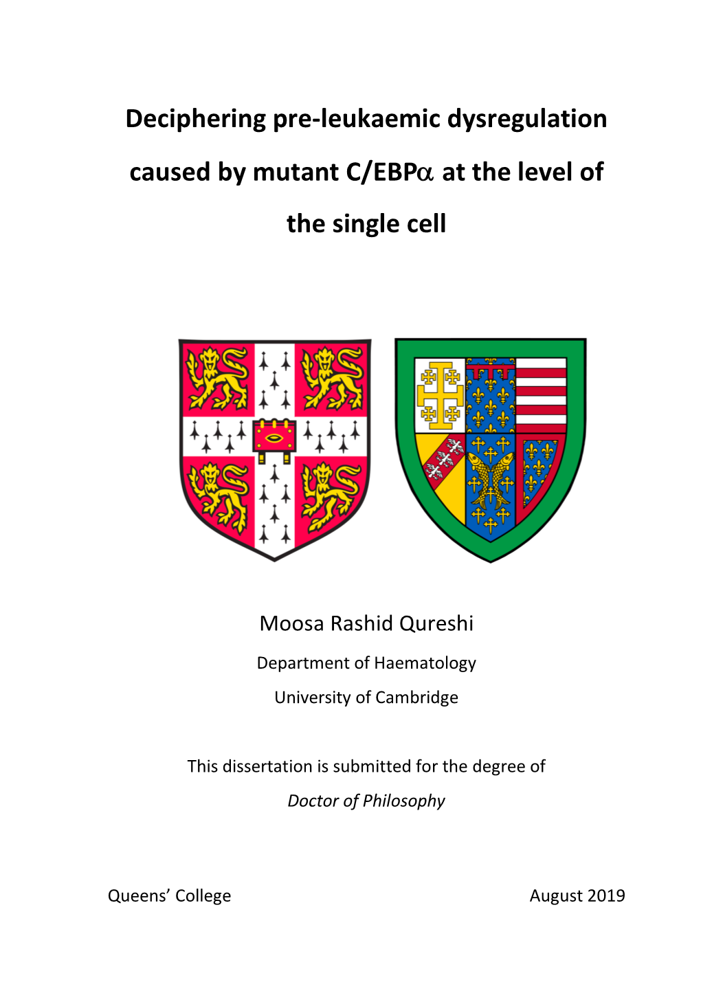 Deciphering Pre-Leukaemic Dysregulation Caused by Mutant C/Ebpα at the Level of the Single Cell