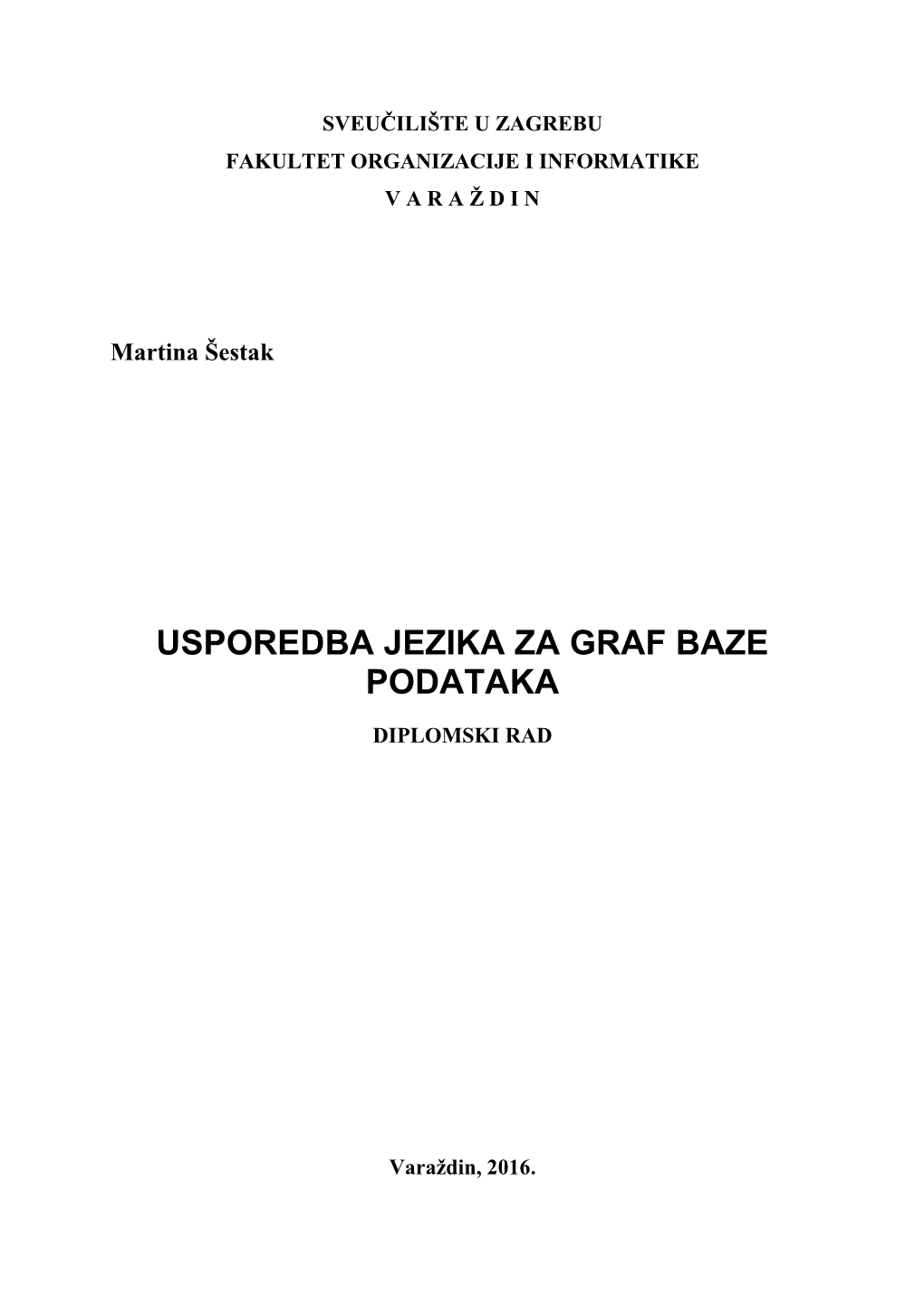 Usporedba Jezika Za Graf Baze Podataka