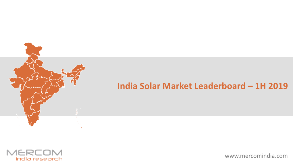 India Solar Market Leaderboard – 1H 2019