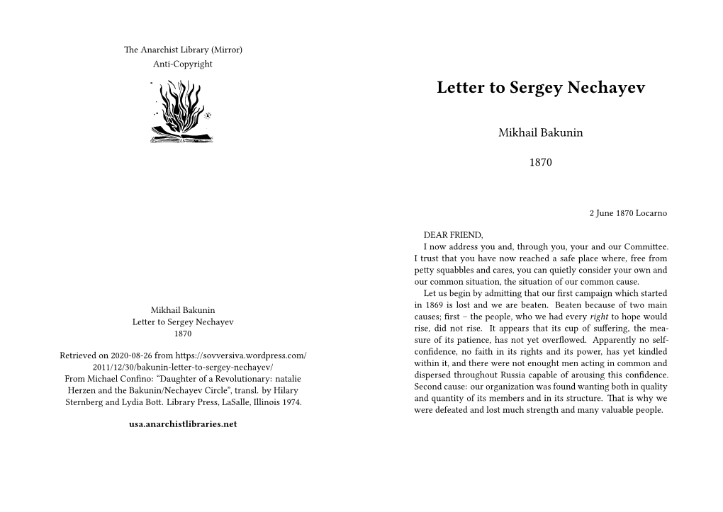 Letter to Sergey Nechayev