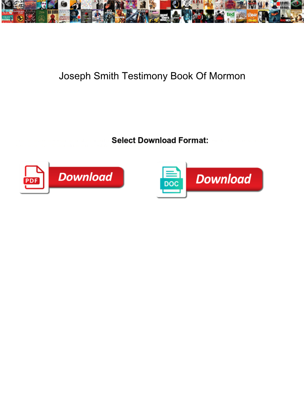 Joseph Smith Testimony Book of Mormon