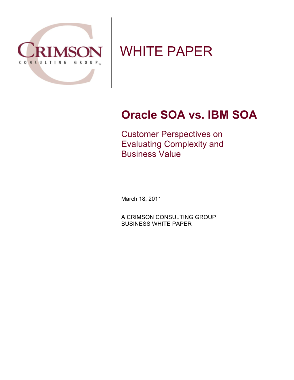 Oracle SOA Vs. IBM SOA White Paper