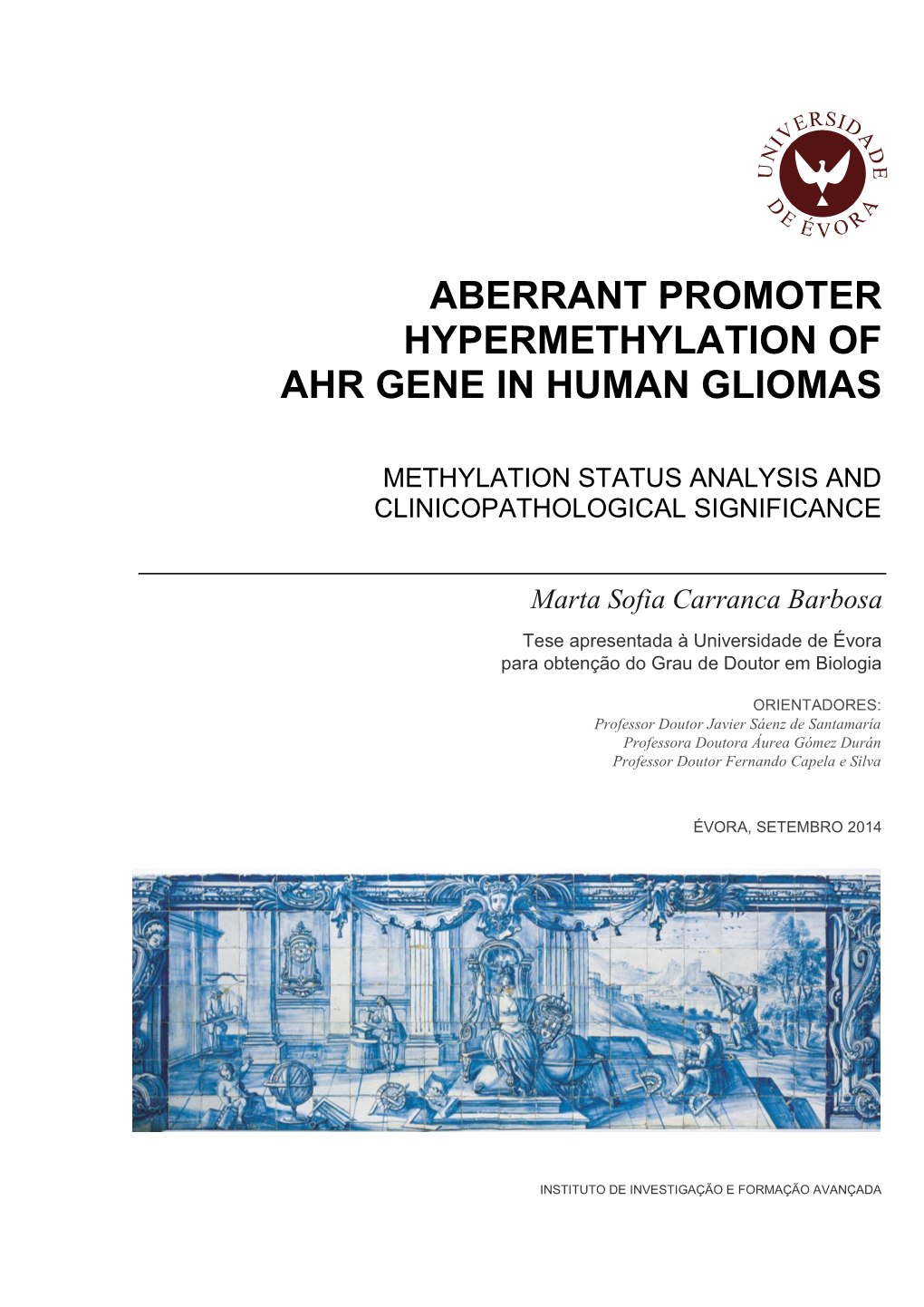 Aberrant Promoter Hypermethylation of AHR Gene in Human Gliomas: Methylation Status and Clinicopathological Significance