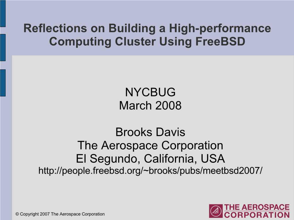 Reflections on Building a High-Performance Computing Cluster Using Freebsd