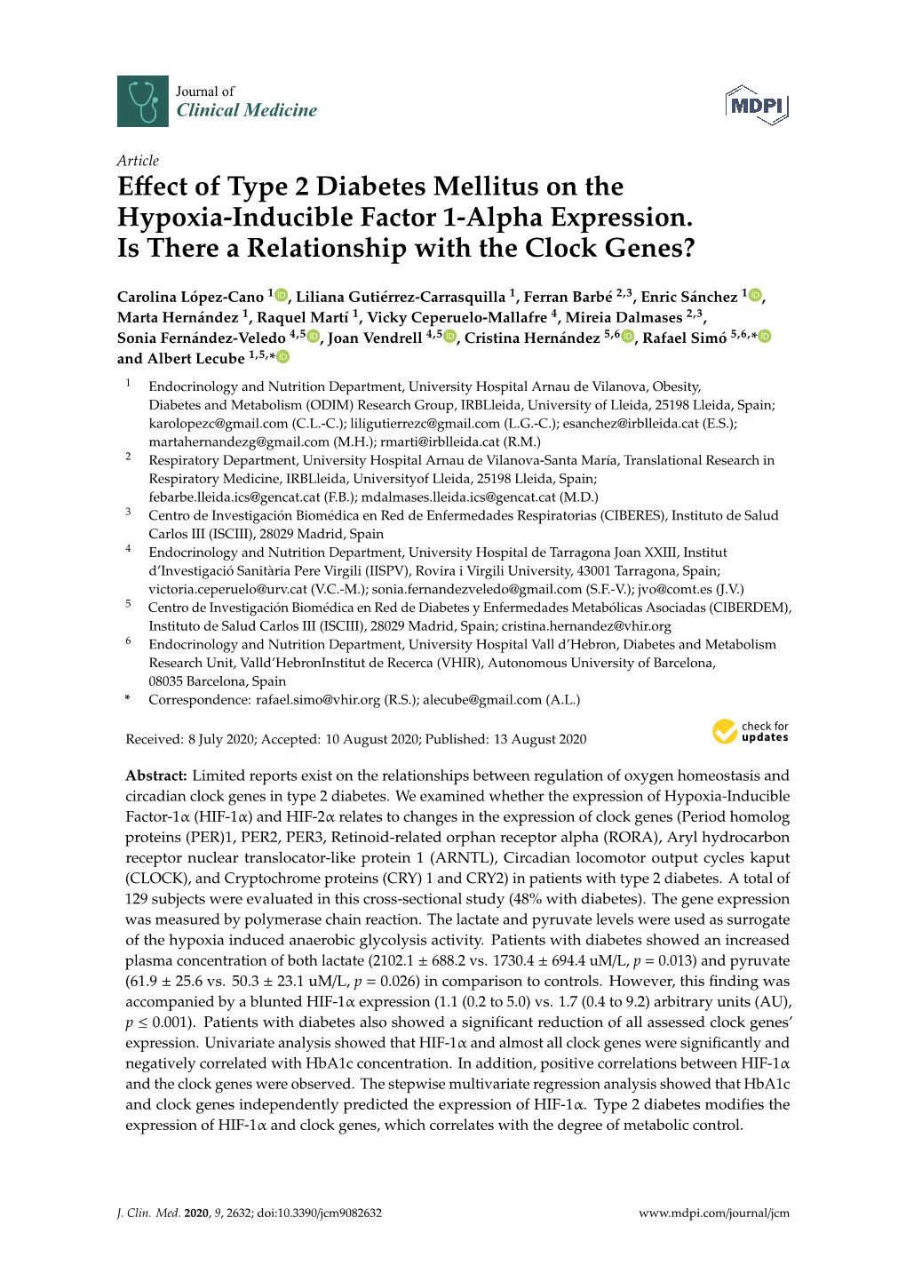 Effect of Type 2 Diabetes Mellitus on the Hypoxia-Inducible Factor 1