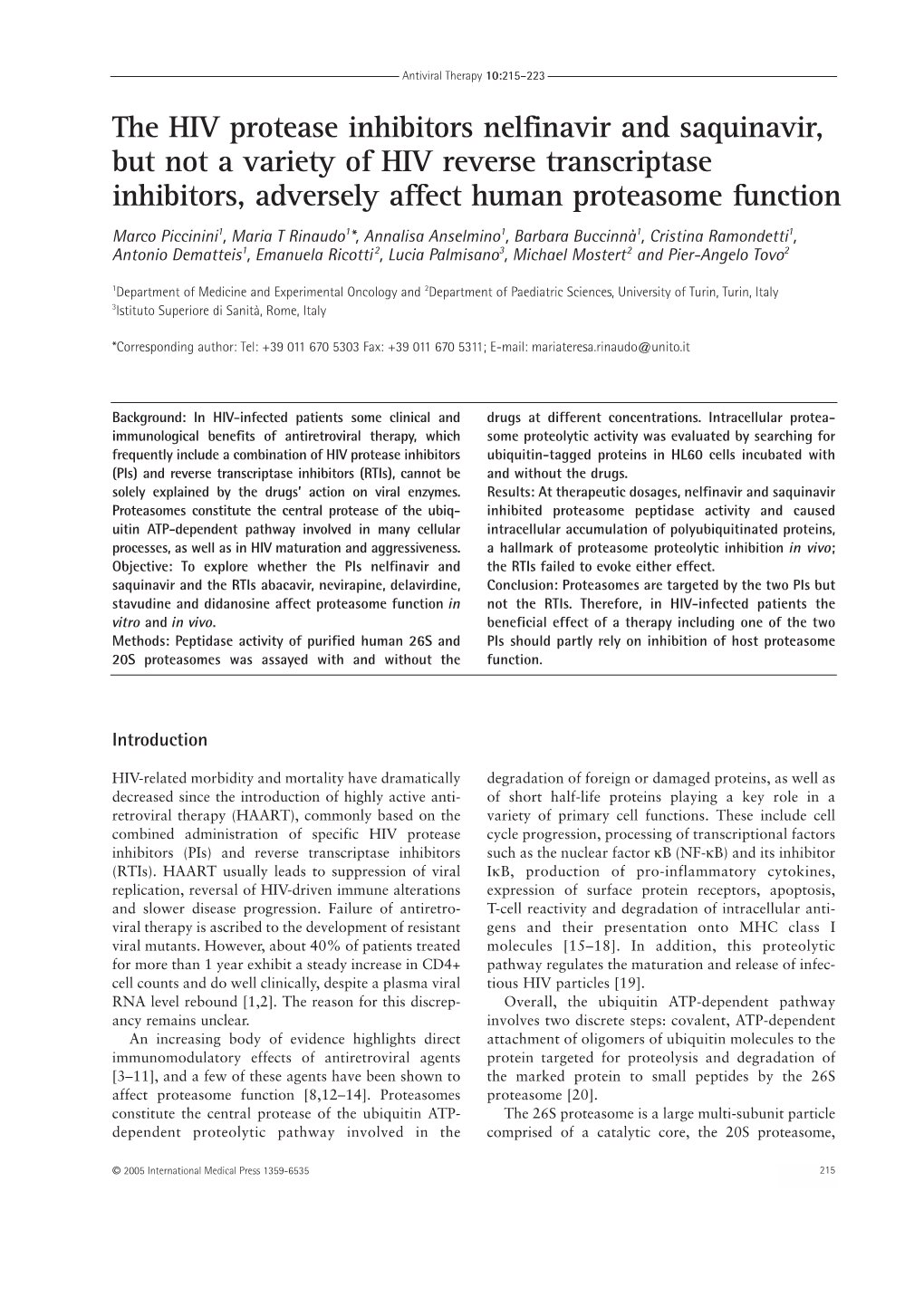 The HIV Protease Inhibitors Nelfinavir and Saquinavir, but Not a Variety Of