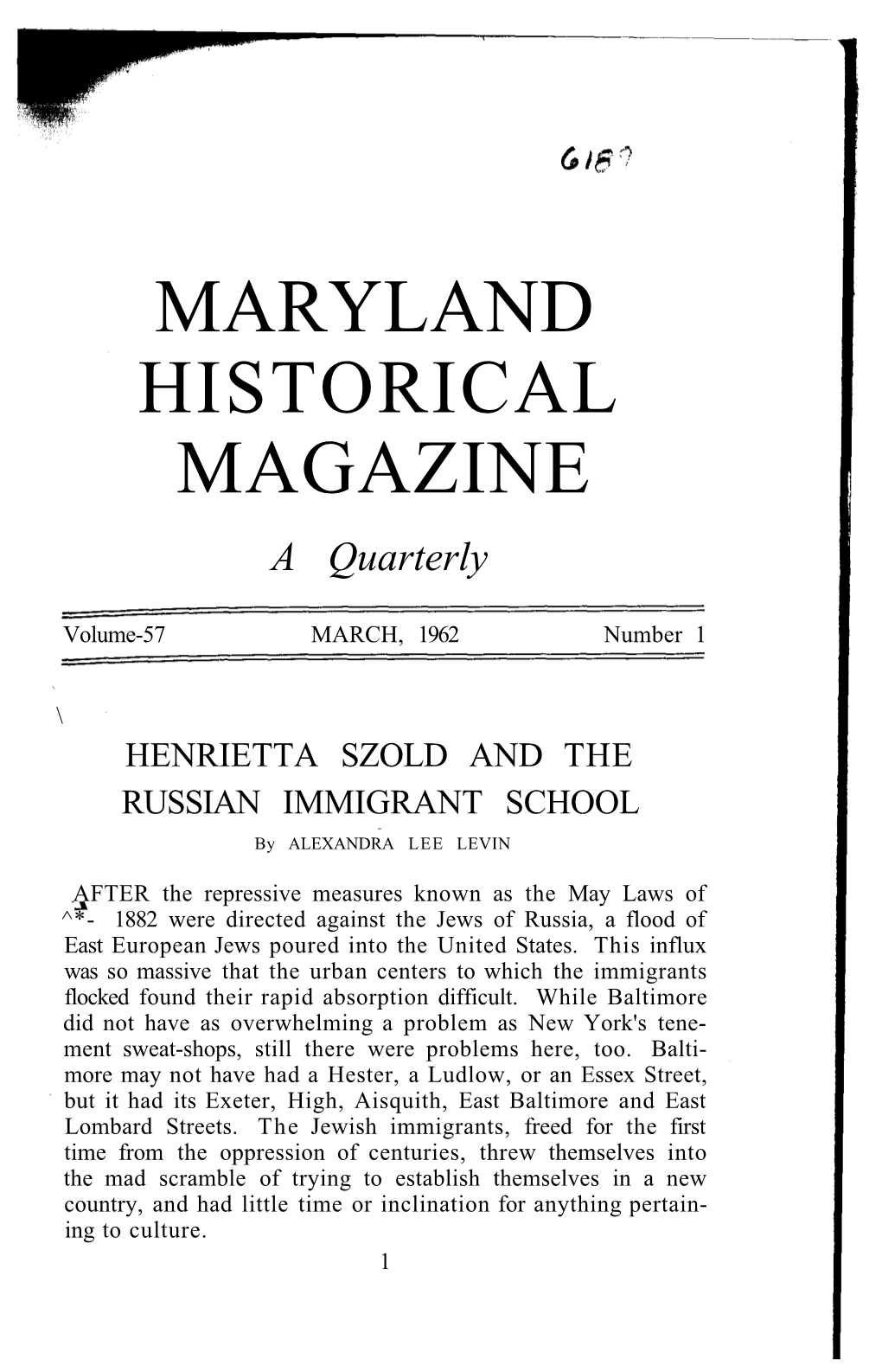 Maryland Historical Magazine 57