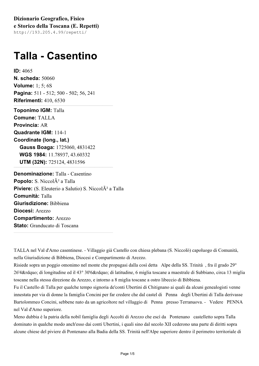 Talla - Casentino