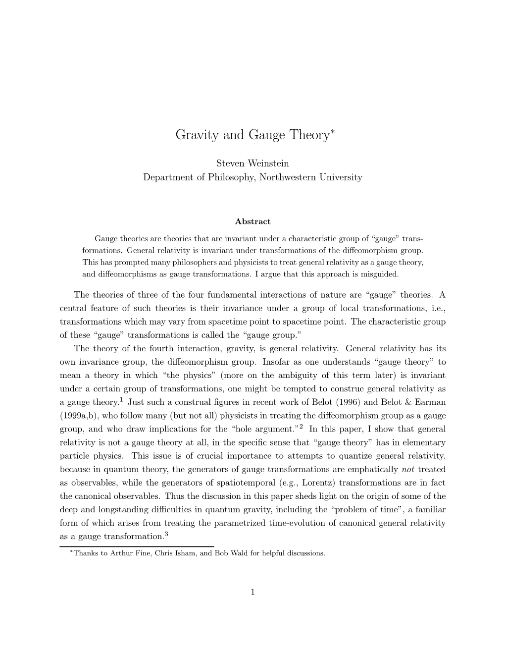 Gravity and Gauge Theory∗