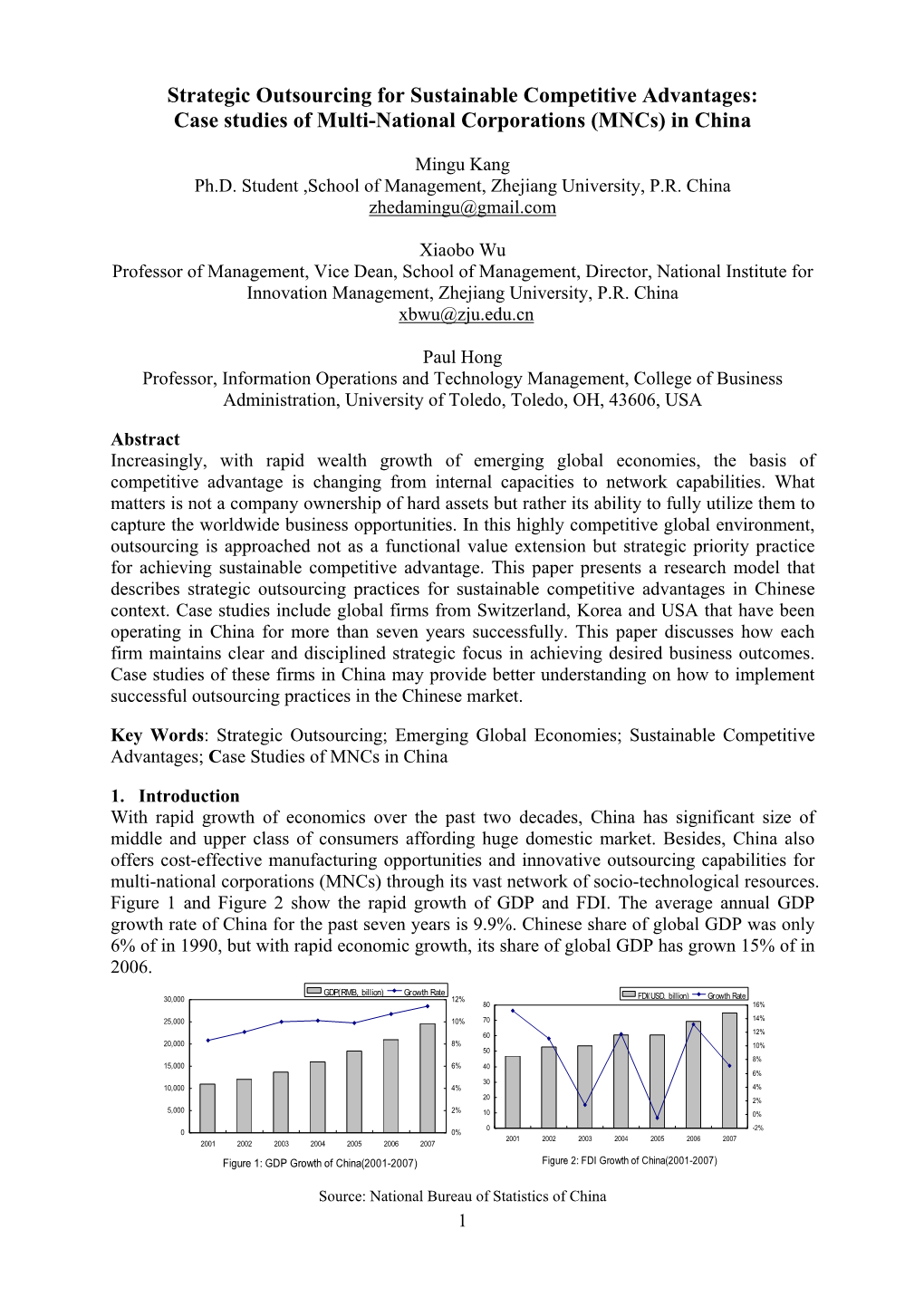 Strategic Outsourcing for Sustainable Competitive Advantages: Case Studies of Multi-National Corporations (Mncs) in China