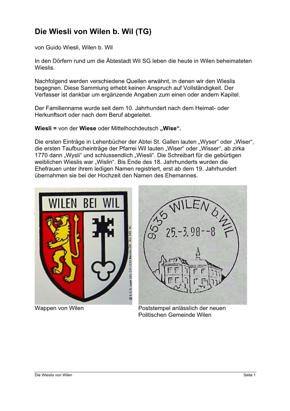 Die Wiesli Von Wilen B