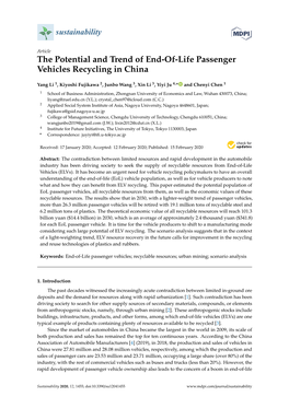 The Potential and Trend of End-Of-Life Passenger Vehicles Recycling in China