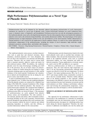 High Performance Polybenzoxazines As a Novel Type of Phenolic Resin
