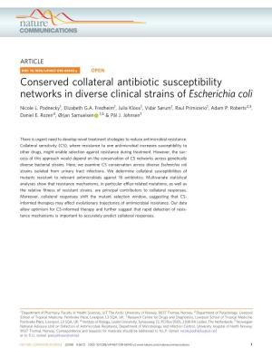 Conserved Collateral Antibiotic Susceptibility Networks in Diverse Clinical Strains of Escherichia Coli