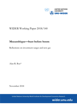 WIDER Working Paper 2018/140: Mozambique—Bust Before Boom