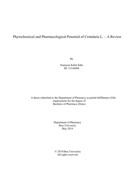 Phytochemical and Pharmacological Potential of Crotalaria L. – a Review