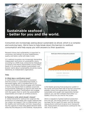 Sustainable Seafood - Better for You and the World