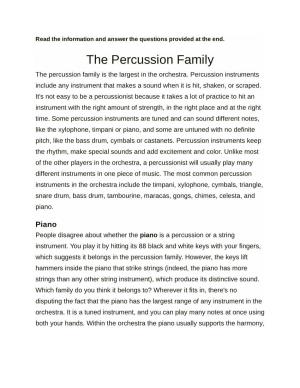 The Percussion Family of Instruments