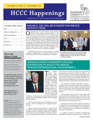 DECEMBER 2014 HCCC Happenings a Publication of the Communications Department