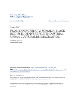 From Sand Creek to Somalia: Black Bodies in Denver's