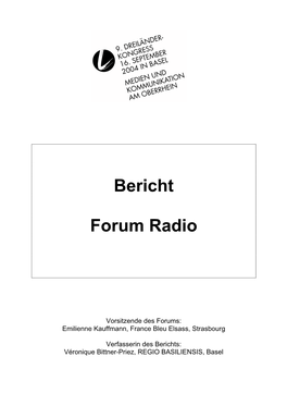 Bericht Forum Radio