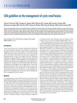 CUA Guideline on the Management of Cystic Renal Lesions