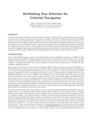 Rethinking Star Selection for Celestial Navigation