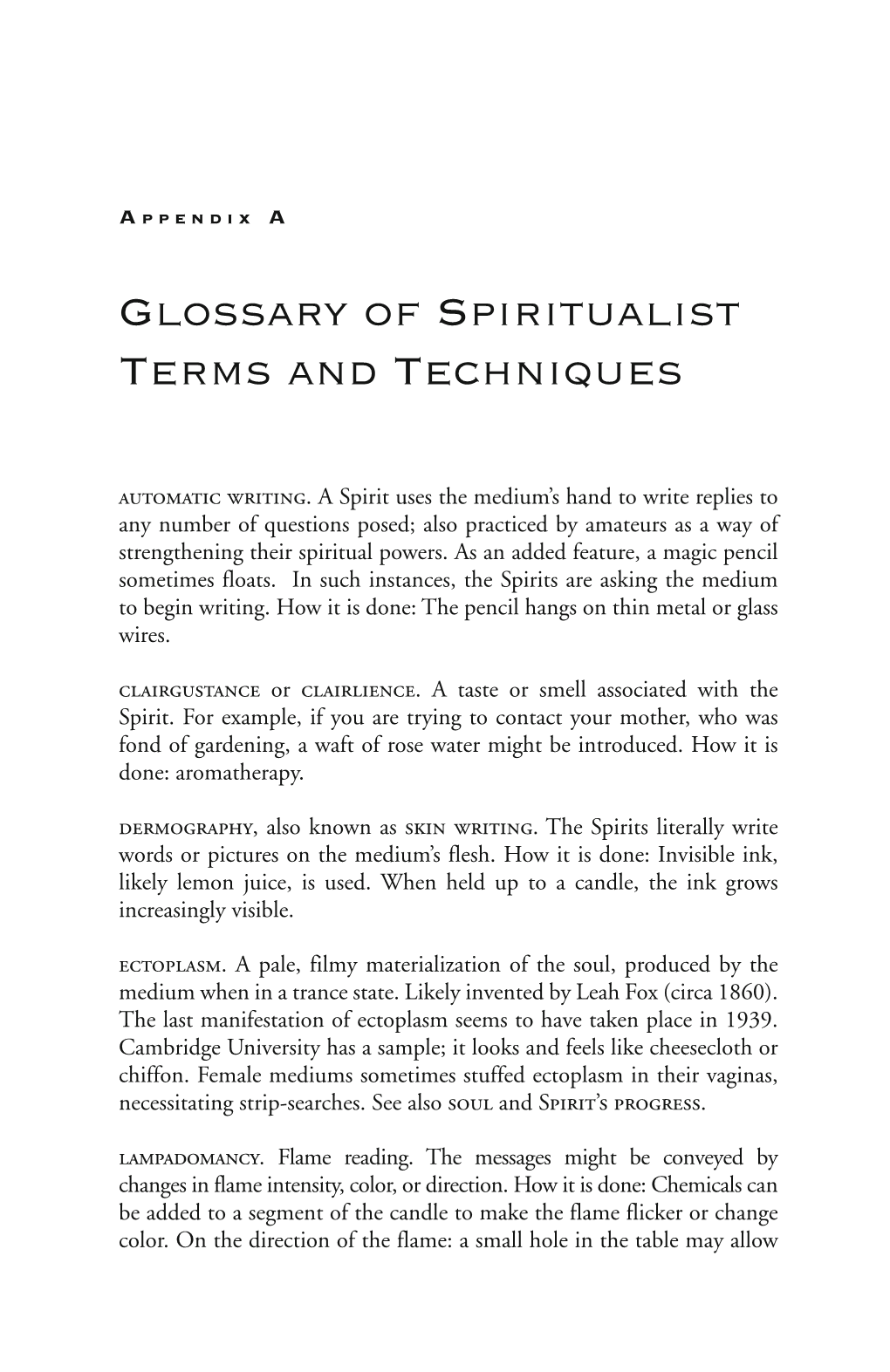 Glossary of Spiritualist Terms and Techniques