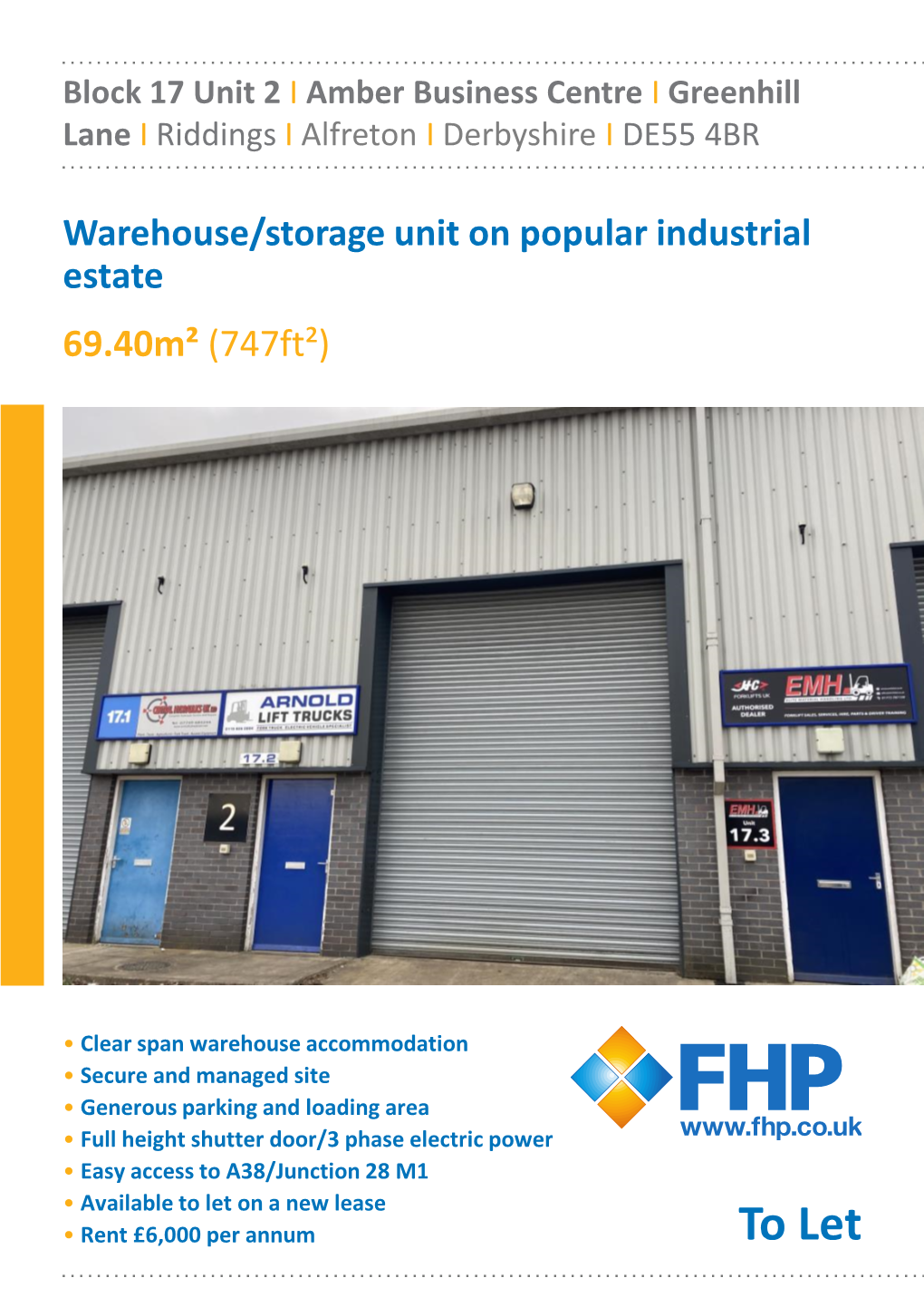 The Property Provides the Following Established Distribution and Manufacturing Approximate Gross Internal Floor Area: Estate Located in Riddings, Alfreton